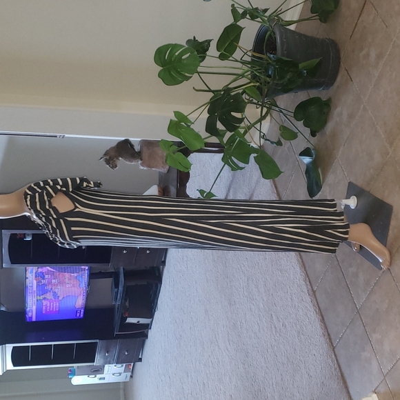 Daisy Island L flounce maxi flattering horizontal stripes buttery soft stretchy - Picture 3 of 7